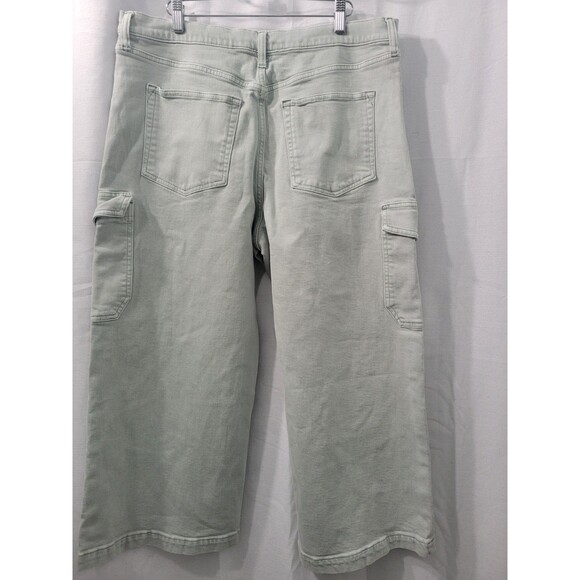 Gap Women's High Rise Stride Ankle  Wide Leg Jeans Ligh Green Size 33 - Picture 4 of 14